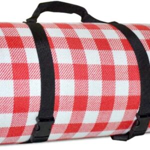 Mattie picknickmat / picknick kleed XXL • 200 x 200 cm • rood-wit geblokt • lichtgewicht • draagbaar • water- en vuil afstotend